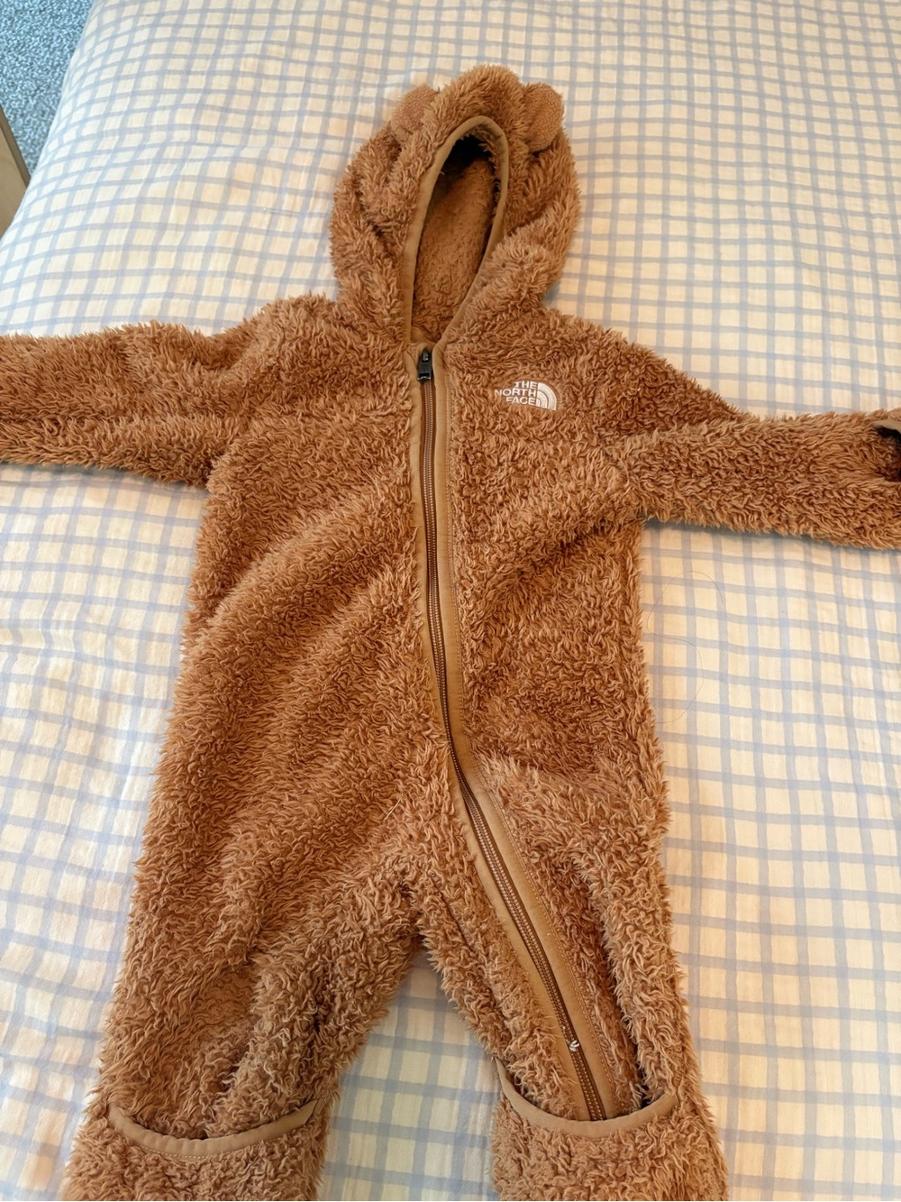 The North Face Cozy Brown Sherpa Hooded Kids One-Piece